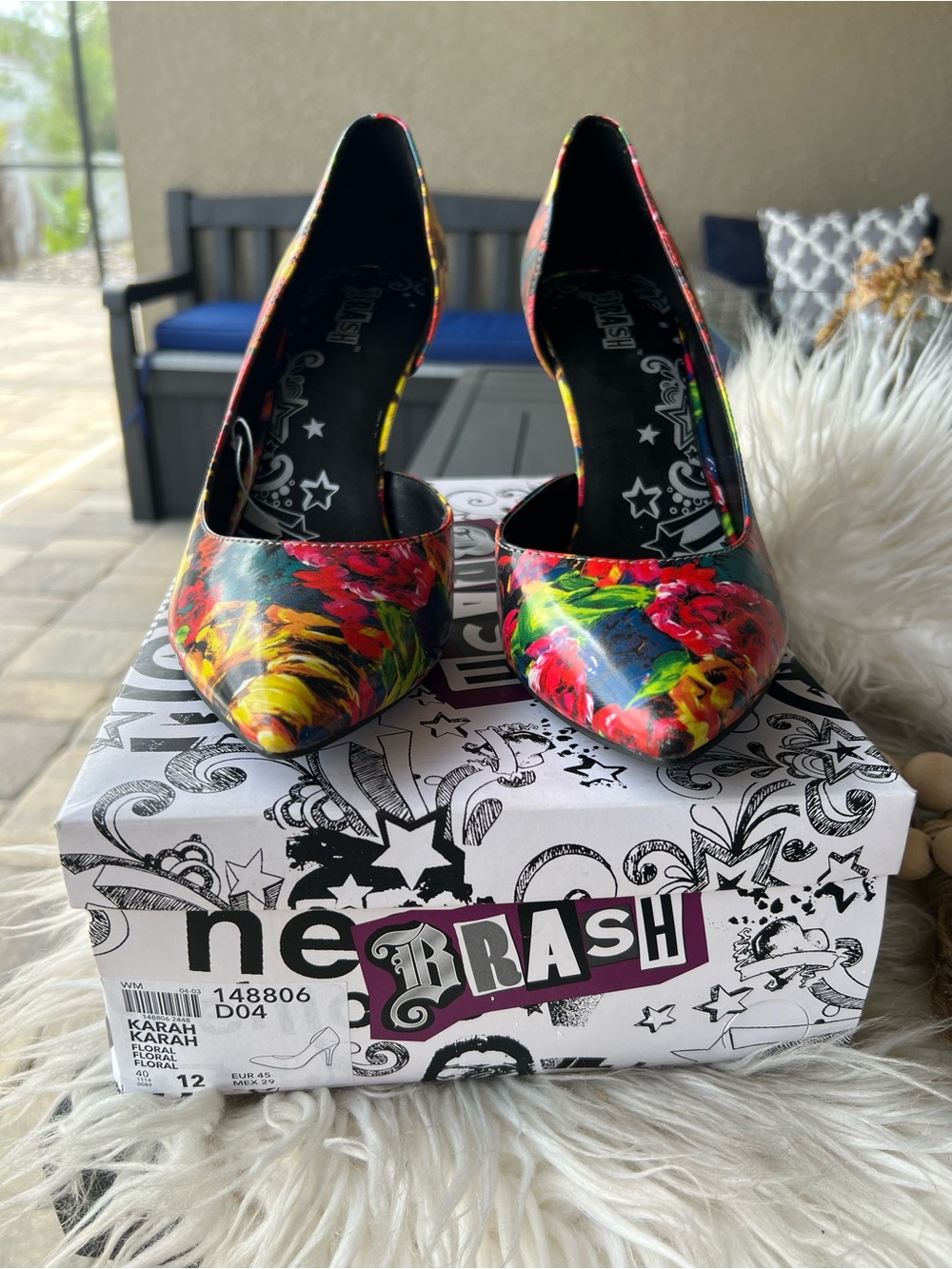 Brash Multicolor Floral Pointed-Toe Pumps